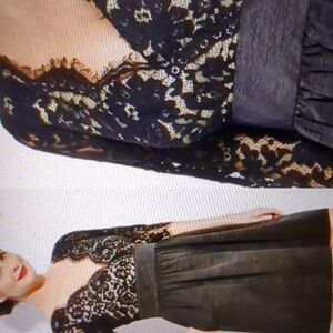 Eliza J NWT Black Lace Faille Fit & Flare Dress Size 6